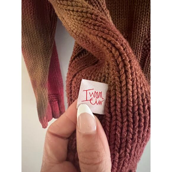 RARE VTG Iwan Ciw Designer Knit Sweater Brown & Red Cotton Made In USA Med JL - Picture 7 of 8